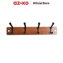 AZKO Stora 45X7X8 cm Gantungan Pakaian Dinding 4 Kait - Cokelat Walnut