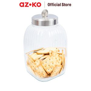 AZKO Kris Stoples Kaca Chic Glass Canister Jar Tempat Simpan Snack Dan Permen Setoples Toples Beling Serbaguna Perlengkapan Dapur Wadah Makanan - 2.86