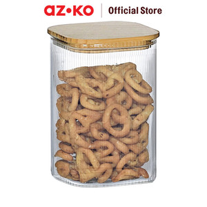AZKO Kris Bailey Stoples Kaca Borosilicate Square Food Canister Jar Tempat Simpan Snack Dan Permen Setoples Toples Beling Serbaguna Perlengkapan Dapur Wadah Makanan - 0.60