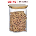 AZKO Kris Bailey Stoples Kaca Borosilicate Square Food Canister Jar Tempat Simpan Snack Dan Permen Setoples Toples Beling Serbaguna Perlengkapan Dapur Wadah Makanan - 0.60