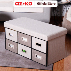 AZKO Stora Bangku Ottoman Lipat Foldable Bench Tempat Duduk Serbaguna Bangku Multifungsi Ottoman With Storage Furniture Hunian Minimalis - 60x38x38cm