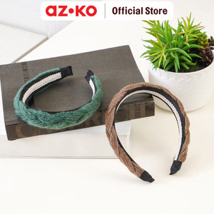 AZKO Ataru Bando Thick Knit Braid Headband Headband Aksesoris Rambut Bandana Wanita Women Accessories Hiasan Kepala - Cokelat