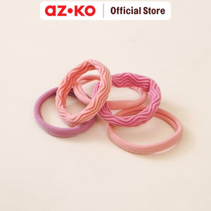 AZKO Ataru Set 5 Pcs Ikat Rambut Elastis Hair Band Hair Tie Aksesoris Karet Rambut Cewek Iket Rambut Wanita Lucu - Cokelat