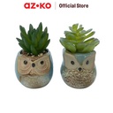 AZKO Arthome Tanaman Artifisial Sukulen Owl Pair Tumbuhan Tanaman Buatan Dekorasi Plant Sintetis Pajangan Rumah Serbaguna Hiasan Properti Foto - Cokelat