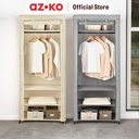 AZKO Stora Lemari Pakaian Lipat Wardrobe Storage Tempat Simpan Baju Lemari Kain Pintu Ritsleting - Abu-abu