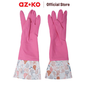 AZKO Proclean Sarung Tangan Dapur Printed Cuff Rubber Cleaning Hand Gloves Cleaning Tools Pelindung Tangan Kebersihan Elastis Reusable Anti Slip Gloves - Hijau