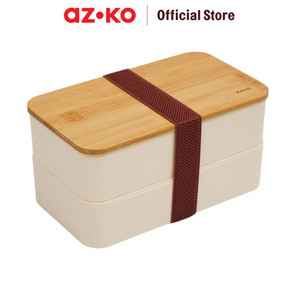 AZKO Kris Miku Kotak Makan 2 Tingkat Lunch Box Lunch Box Food Grade Food Box Kotak Bekal Makan Bpa Free Wadah Makanan - Biru/Abu-abu