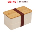 AZKO Kris Miku Kotak Makan 2 Tingkat Lunch Box Lunch Box Food Grade Food Box Kotak Bekal Makan Bpa Free Wadah Makanan - Biru/Abu-abu