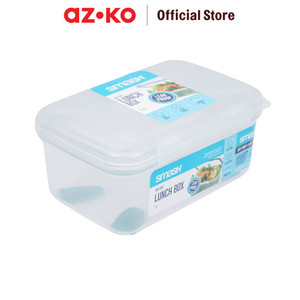 AZKO Smash 1 ltr Kotak Makan Lunch Box Leak Proof Lunch Box Food Grade Food Box Dengan Clip Kotak Bekal Makan Bpa Free Wadah Makanan - Biru