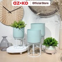 AZKO Arthome Pistachio Pot Dengan Stand Tanaman Wadah Bunga Tempat Tumbuhan Perlengkapan Berkebun Aksesoris Taman - XS