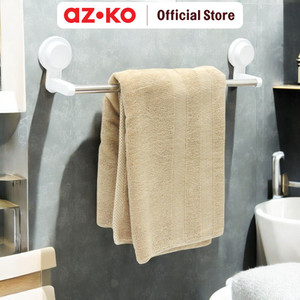 AZKO Stora Rak Penyimpanan - Putih Tempat Jemur Anduk Towel Drying Rack Bar Gantungan Handuk Perlengkapan Kamar Mandi Bathroom Tools - 53x7.5x10.8cm