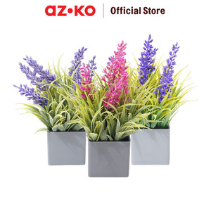 AZKO Arthome Bunga Artifisial Grass Lavender Dengan Pot - Ungu - Biru