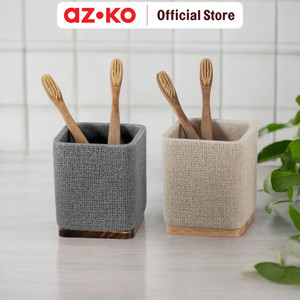 AZKO Stora Tempat Sikat Gigi Polyresin Toothbrush Holder Organizer Alat Pembersih Gigi Wadah Odol Aksesoris Kamar Mandi - Krem