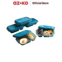 AZKO Kris Set 5 Pcs Wadah Makanan 2 Sekat Rectangel - Biru