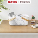 AZKO Stora 40x25x18 Cm Keranjang Penyimpanan Wood Handle - Putih