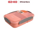 AZKO Kris 1.7 ltr Kotak Makan 3 Sekat Dengan Sendok & Garpu - Pink Muda