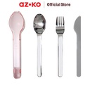 AZKO Ataru Set 3 Pieces Alat Makan Stainless Pink