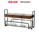 AZKO Picas 500 ml Set 3 Pcs Pinno Stoples Kaca Dengan Rak Jar Tempat Simpan Snack Dan Permen Setoples Toples Beling Serbaguna Perlengkapan Dapur Wadah Makanan
