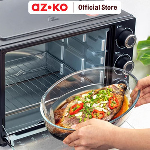 AZKO Culinart 1.6 ltr Loyang Kue Kaca Oval Tray Adonan Beling Wadah Panggang Kue Cetakan Keik Glass Baking Tray Perlengkapan Masak