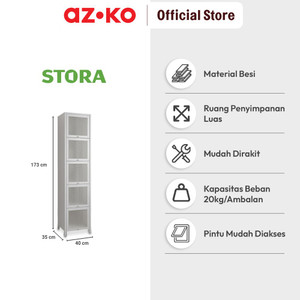 AZKO Stora Casla Rak Penyimpanan 5 Tingkat Dengan Pintu Organizer Serbaguna Tempat Simpan Barang Multifungsi Rak Storage Perlengkapan Rumah