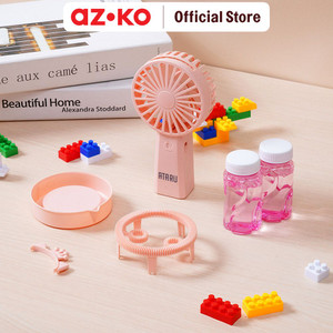 AZKO Ataru Kipas Angin Portable Rechargeable Dengan Gelembung - Pink Handheld Fan Kipas Mini Travel Serbaguna Penyejuk Udara