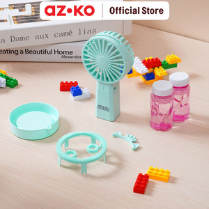 AZKO Ataru Kipas Angin Portable Rechargeable Dengan Gelembung - Hijau Handheld Fan Kipas Mini Travel Serbaguna Penyejuk Udara
