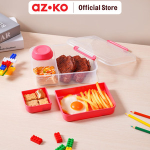 AZKO Ataru 2.15 ltr Kotak Makan 3 Sekat - Merah Lunch Box Food Grade Food Box Kotak Bekal Makan Wadah Makanan