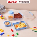 AZKO Ataru 2.15 ltr Kotak Makan 3 Kompartemen Plastik Pp - Biru Lunch Box Food Grade Food Box Kotak Bekal Makan Wadah Makanan