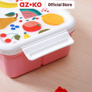 AZKO Ataru 1.3 ltr Kotak Makan 3 Sekat Fruit Mix - Pink Lunch Box Food Grade Food Box Kotak Bekal Makan Wadah Makanan
