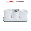 AZKO Ataru Set Tempat Sikat Gigi Triangle - Putih/Abu-Abu Toothbrush Holder Organizer Alat Pembersih Gigi Wadah Odol Aksesoris Kamar Mandi