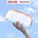 AZKO Ataru Pouch Tpu Oval Hologram Kantong Organizer Serbaguna Tempat Pensil Pulpen Alat Make Up Pouch Kosmetik Lucu