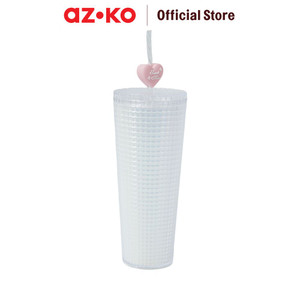 AZKO Ataru 720 ml Tumbler Double Wall As Petg Dengan Sedotan wadah minuman food grade botol tumbler bening double wall drinkware water bottle travel