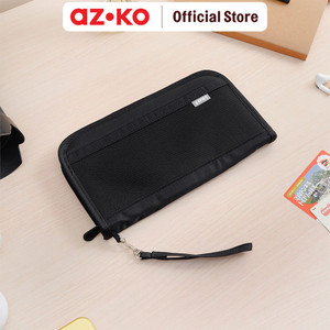 AZKO Passport Organizer Dokumen Travel - Hitam tempat dokumen surat penyimpanan arsip wadah kertas document serbaguna