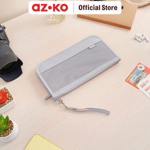 AZKO Passport Organizer Dokumen Travel - Abu-Abu tempat dokumen surat penyimpanan arsip wadah kertas document serbaguna