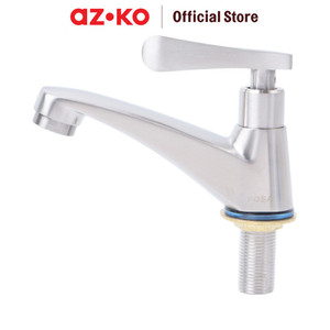 AZKO Fosa 1/2 inci Keran Wastafel Stainless Steel T-1011Ss - Silver basin faucet kran air westafel perlengkapan dapur