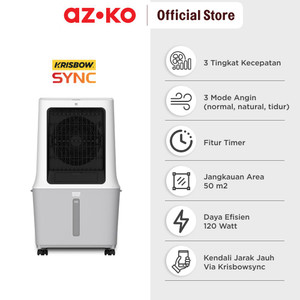 AZKO Krisbow Sync 30 ltr Smart Air Cooler 2400Cmh - Putih Smart Ice Conditioner Pendingin Ruangan Penyejuk Udara Kipas Angin Evaporasi Cooling Fan