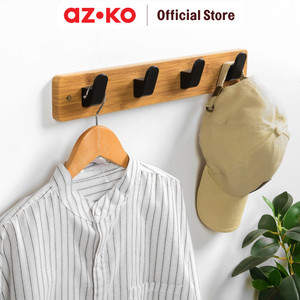 AZKO Stora Gantungan Dinding 4 Kait - Hitam/Cokelat Pengait Multifungsi Tembok Clothes Hook Tempat Gantung Pakaian Barang Serbaguna