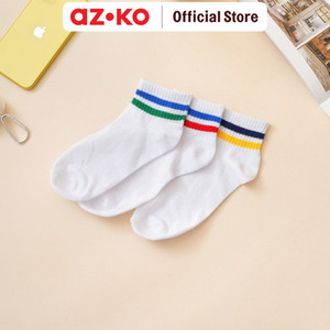 AZKO Ataru Set 3 Pasang Kaos Kaki Stripes Unisex Socks Kaos Kaki Pendek Olahraga School Socks