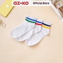 AZKO Ataru Set 3 Pasang Kaos Kaki Stripes Unisex Socks Kaos Kaki Pendek Olahraga School Socks