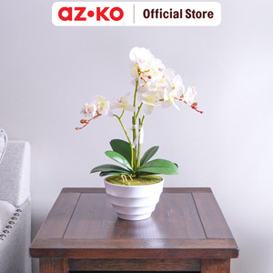 AZKO Bunga Artifisial Anggrek Phalaenopsis Small Tumbuhan Buatan Bunga Hias Cantik Sintetis Tanaman Artificial Dekorasi Flower Pajangan Rumah Serbaguna Hiasan Properti Foto