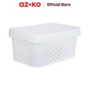 AZKO Stora 5 ltr Keranjang Penyimpanan Dengan Tutup Dots - Putih Storage Basket Kotak Penyimpanan Serbaguna Bin Organizer Tempat Simpan Barang