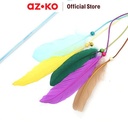 AZKO Paws N Tail Mainan Kucing Stick Dengan Feathers - Biru Mainan Bulu-Buluan Anabul Pvc Cat Interactive Toys Permainan Aktif Anabul