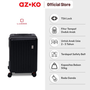 AZKO Luggo 20 inci Ride On Koper Anak Pc & Aluminium Tsa Lock - Hitam Hardcase Luggage Koper Kabin Dengan Tsa Tas Jalan-Jalan Travel Bag Tas Roda