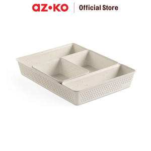 AZKO Stora Set 4 Pcs Organizer Laci - Krem Terra Drawer Storage Kotak Kompartemen Laci Serbaguna Wadah Simpan Multifungsi Tempat Alat Tulis Minimalis