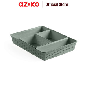 AZKO Stora Set 4 Pcs Organizer Laci - Hijau Terra Drawer Storage Kotak Kompartemen Laci Serbaguna Wadah Simpan Multifungsi Tempat Alat Tulis Minimalis