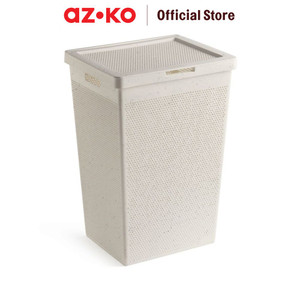 AZKO Stora 42.5X35.5X62 cm Keranjang Laundry Ecohome - Putih Terra Tempat Baju Pakaian Kotor Wadah Cucian Laundry Basket Perlengkapan Rumah Tangga
