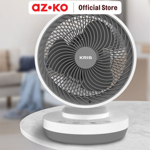AZKO Kris 9 inci Kipas Angin Meja Digital - Putih/Abu-Abu Desk Fan Penyejuk Ruangan Kipas Baling-Baling