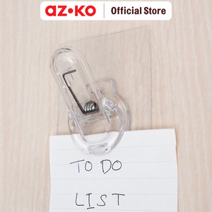 AZKO Stora Set 2 Pcs Gantungan Dinding & Clip Permanen Transparan Pengait Multifungsi Tembok Clothes Hook Tempat Gantung Pakaian Barang Serbaguna