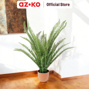 AZKO Forhom 58 cm Bunga Artifisial Fern Dengan Pot Plastik - Hijau Tumbuhan Buatan Bunga Hias Cantik Sintetis Tanaman Artificial Dekorasi Flower Pajangan Rumah Serbaguna Hiasan Properti Foto