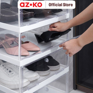 AZKO Stora Rak Sepatu Foldable Double Shoe Rack Organizer Sandal Sepatu Kabinet Alas Kaki Tempat Penyimpanan Sendal